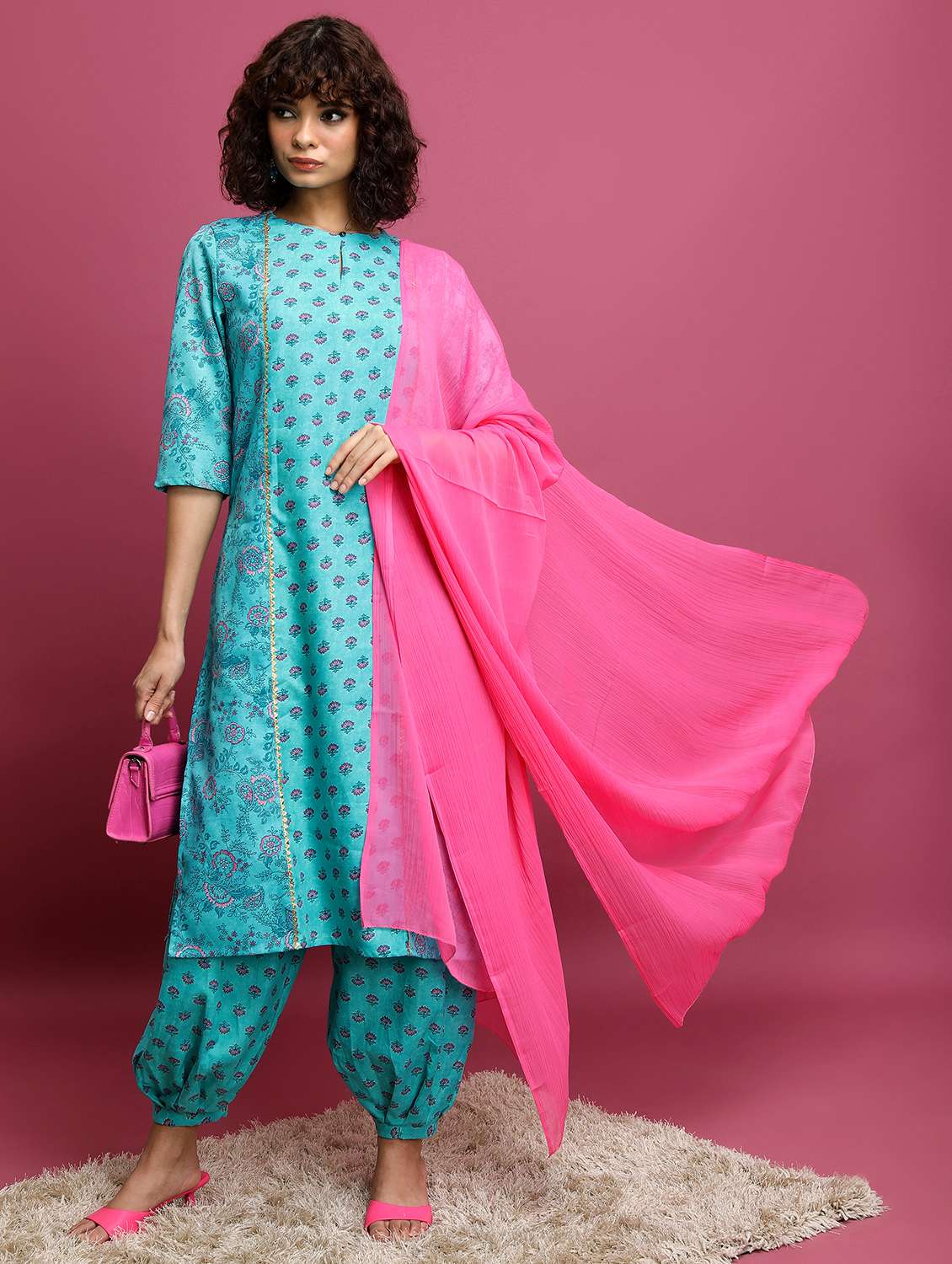 women floral printed kurta salwar set with dupatta