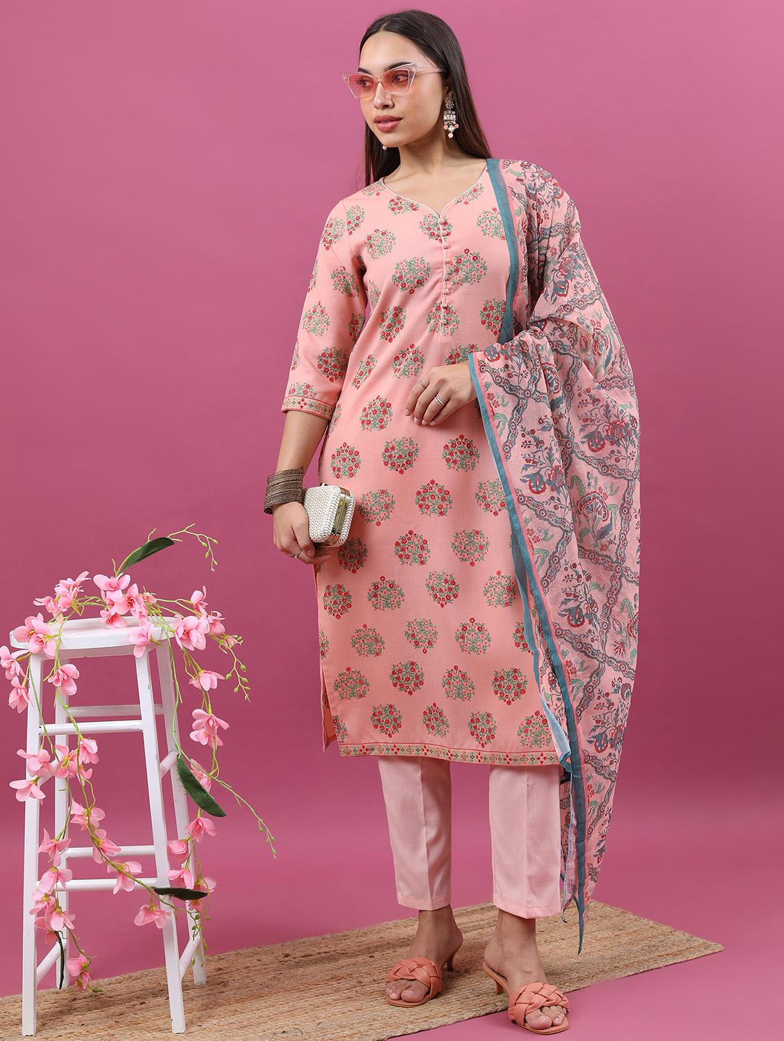 women floral kurta pant set with dupatta