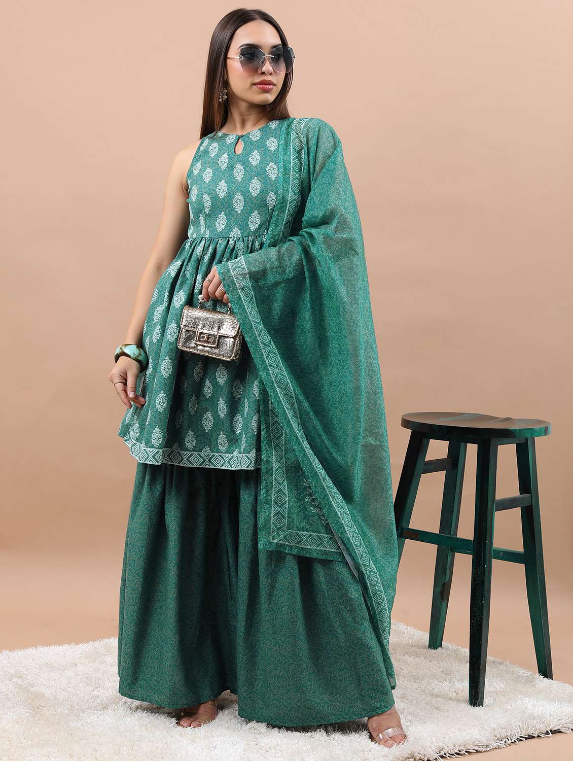 women kurta sharara set with dupatta