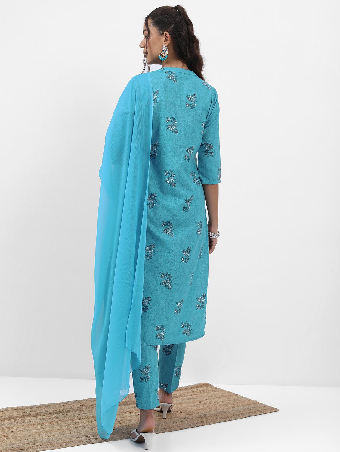 women light blue kurta pant set with dupatta - 21486514 - Standard Image - 2
