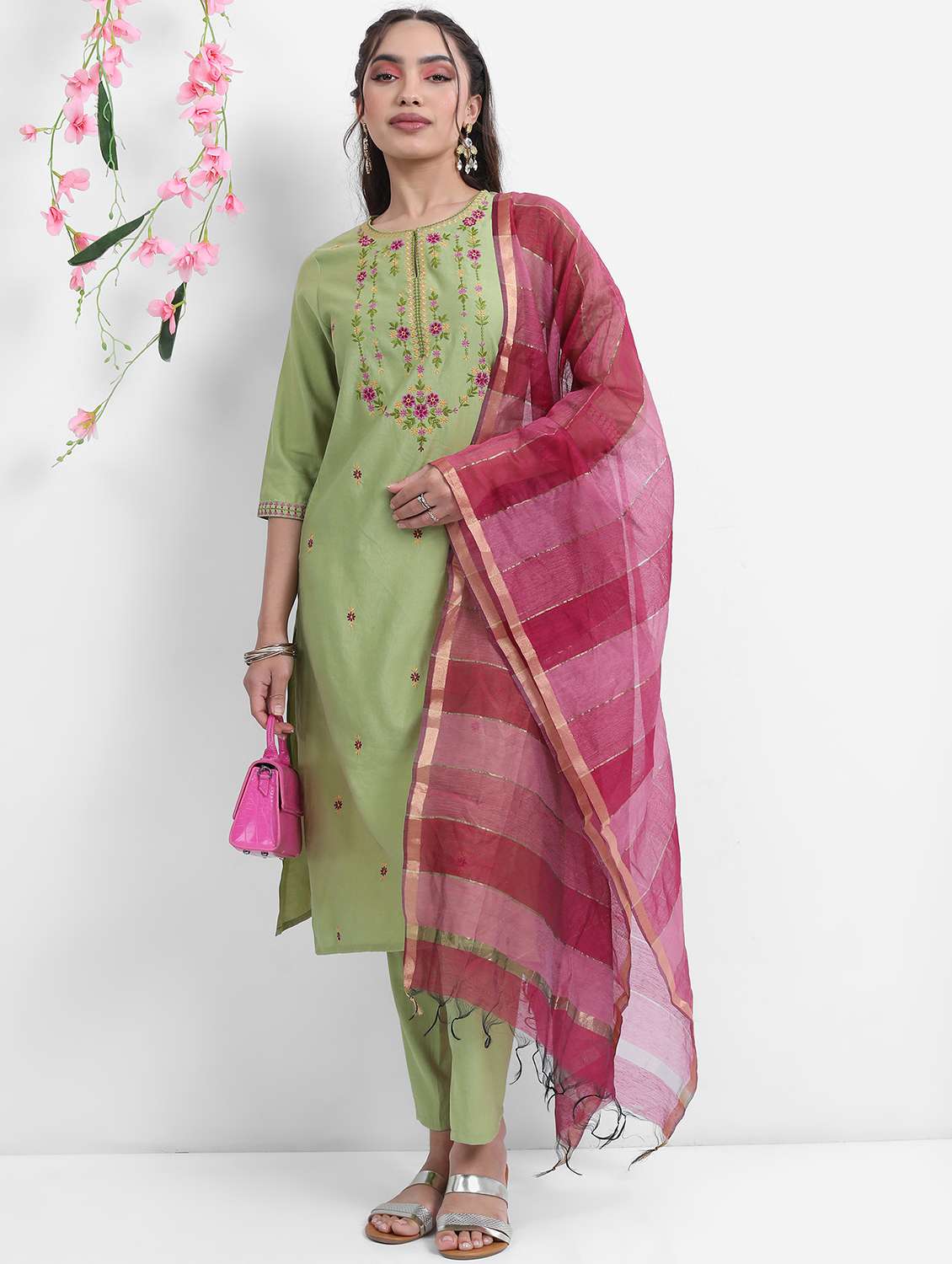 women kurta pant set with dupatta