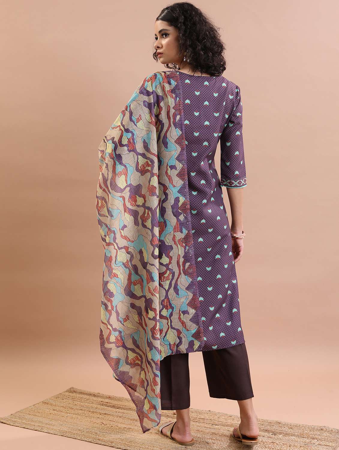 women purple kurta palazzo set with dupatta - 21486523 -  Standard Image - 2