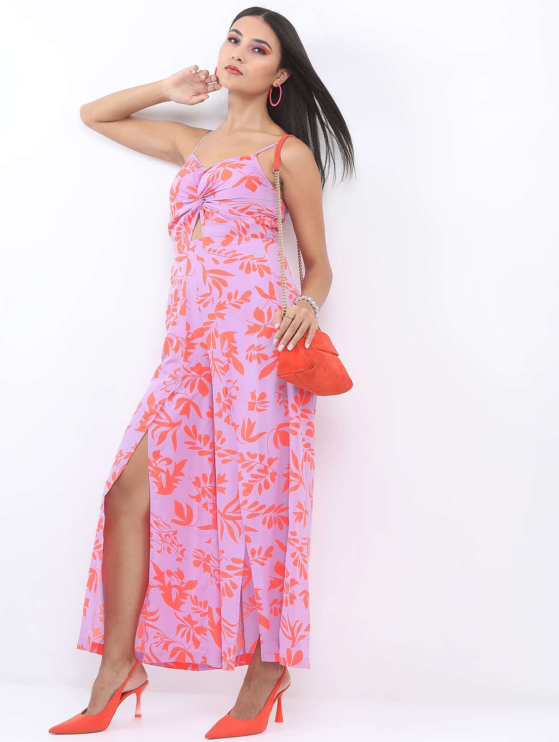 women lavender cotton blend full leg jumpsuit - 21486572 - Standard Image - 2