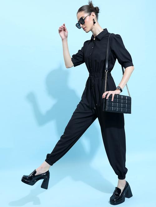 women black cotton blend full leg jumpsuit - 21486582 -  Standard Image - 0
