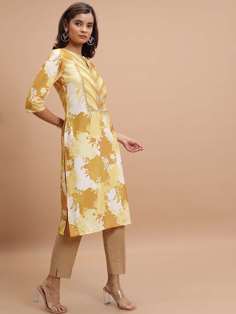 women three quarter sleeve printed a-line kurta - 21486624 -  Standard Image - 2