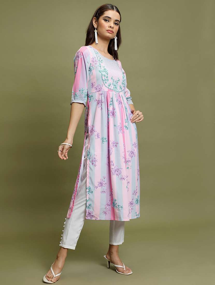 multicolored floral printed a-line kurta - 21486638 -  Standard Image - 2