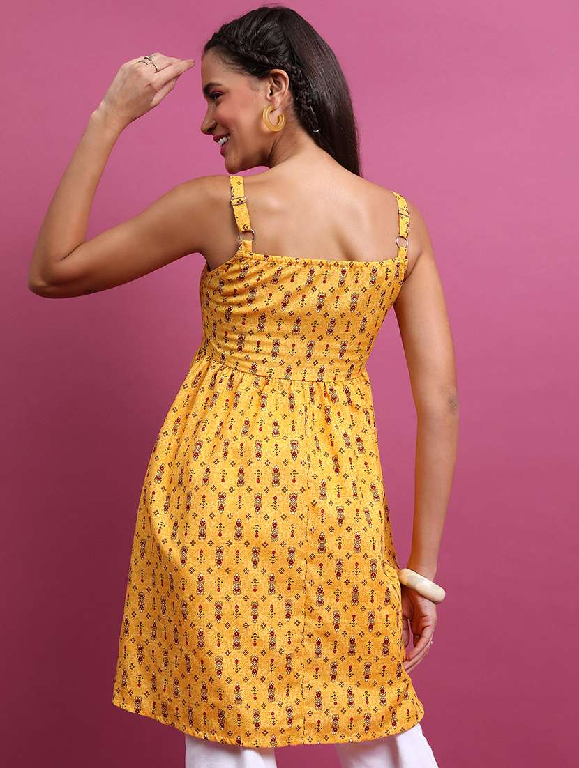 women yellow printed flared kurta - 21486641 -  Standard Image - 2