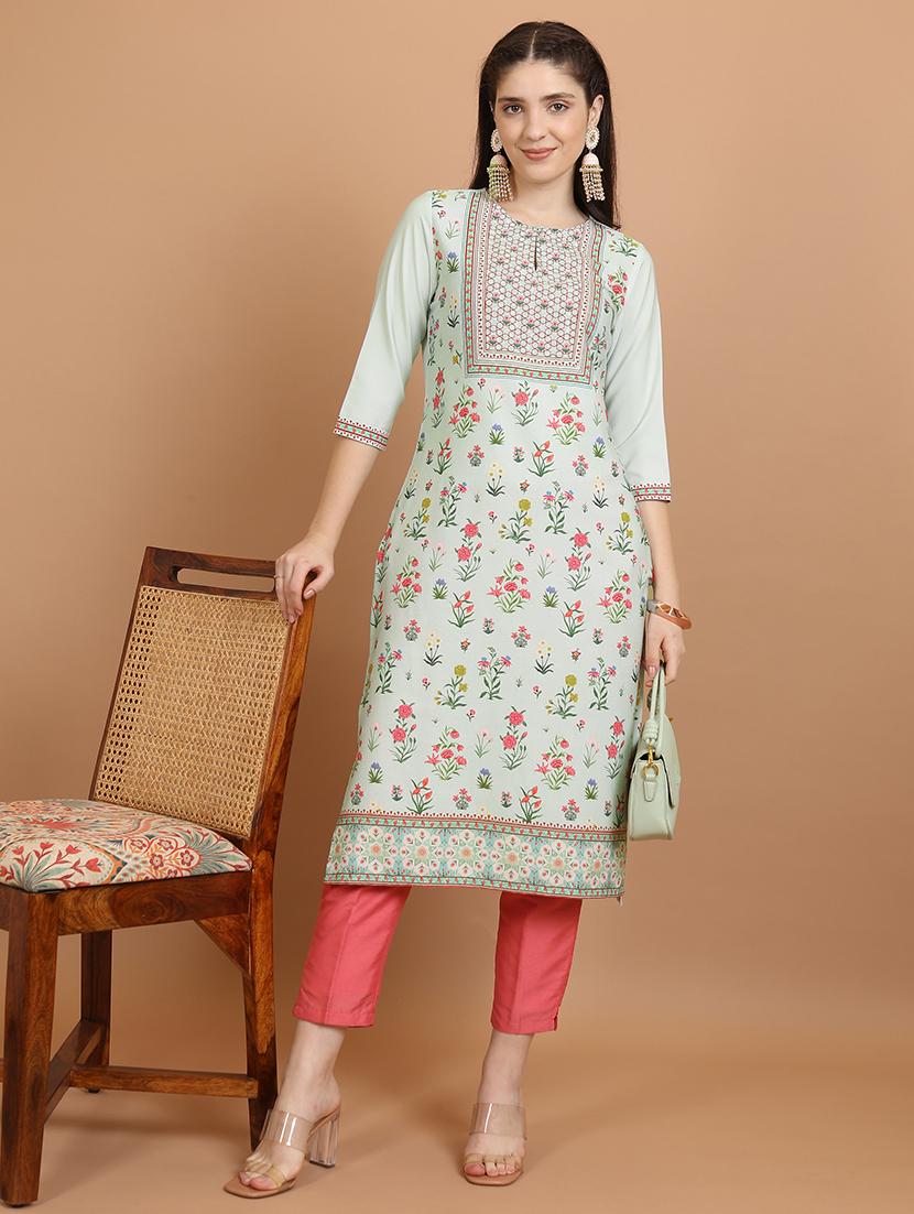 women three quarter sleeve printed a-line kurta - 21486651 - Zoom Image - 0