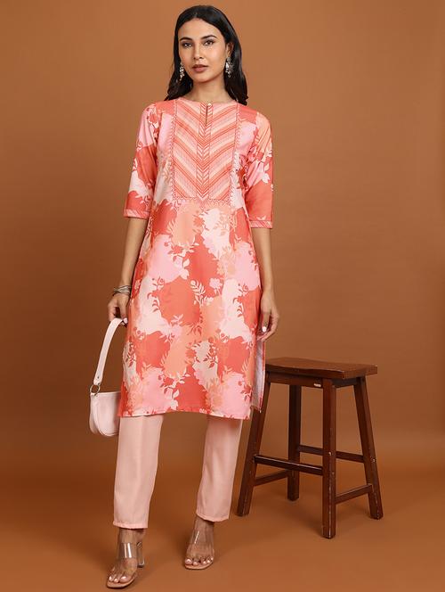 women three quarter sleeve printed a-line kurta - 21486656 -  Standard Image - 0