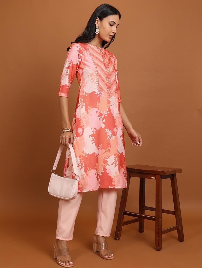 women three quarter sleeve printed a-line kurta - 21486656 - Standard Image - 2