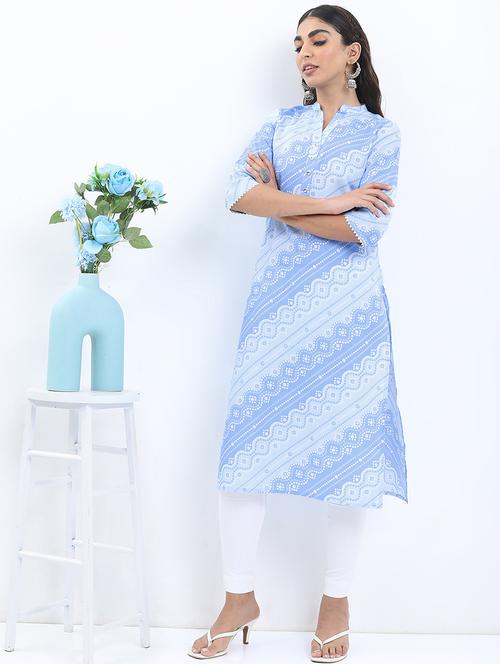 women three quarter sleeve printed a-line kurta - 21486670 -  Standard Image - 0