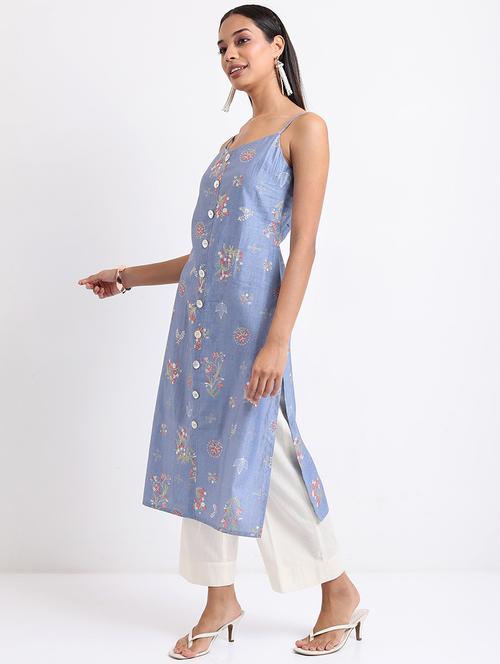 women three quarter sleeve printed a-line kurta - 21486694 -  Standard Image - 0