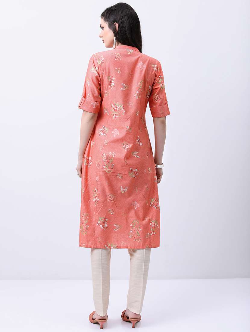 women three quarter sleeve printed a-line kurta - 21486695 -  Standard Image - 2