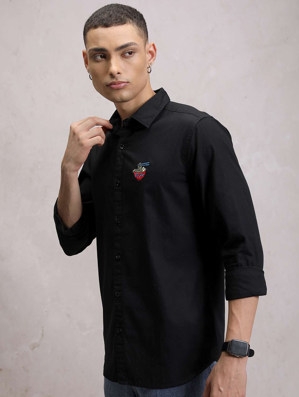 men collared placement printed casual shirt - 21486704 -  Standard Image - 2