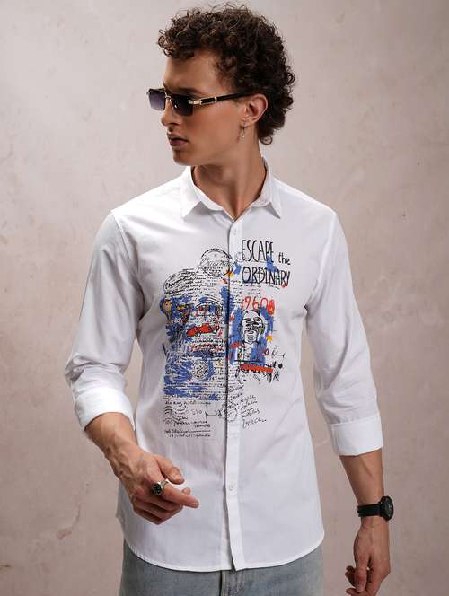 men collared graphic printed casual shirt - 21486711 - Standard Image - 0