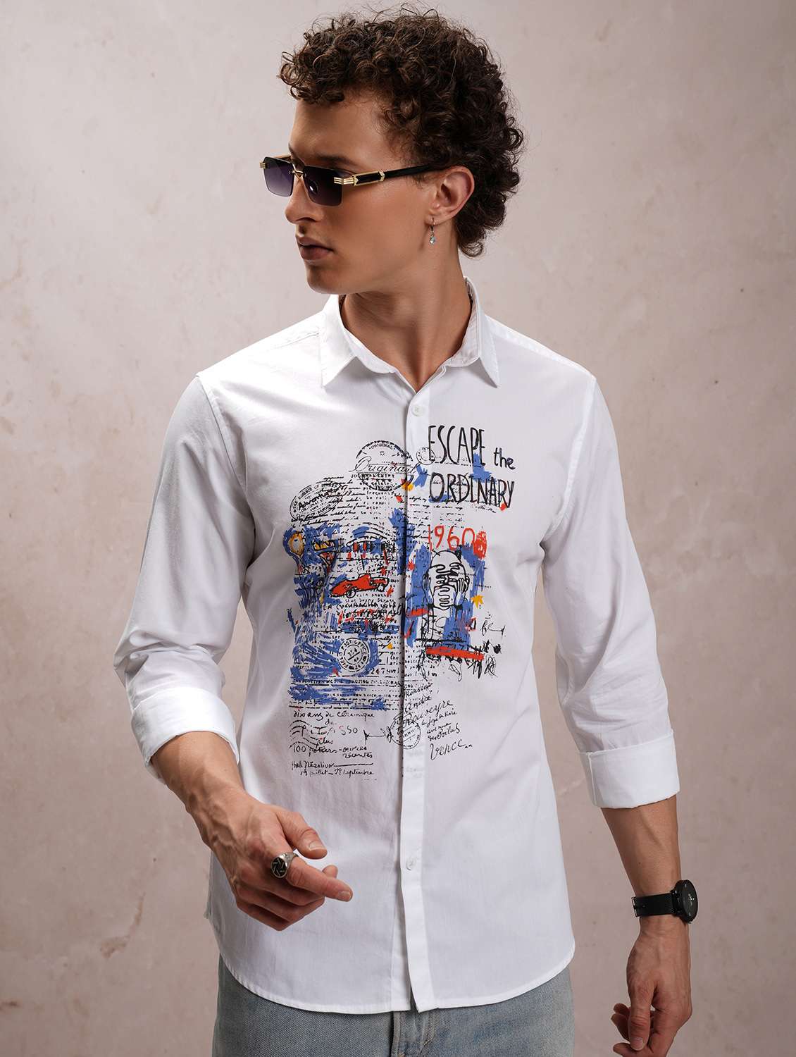 men collared graphic printed casual shirt - 21486711 - Zoom Image - 0