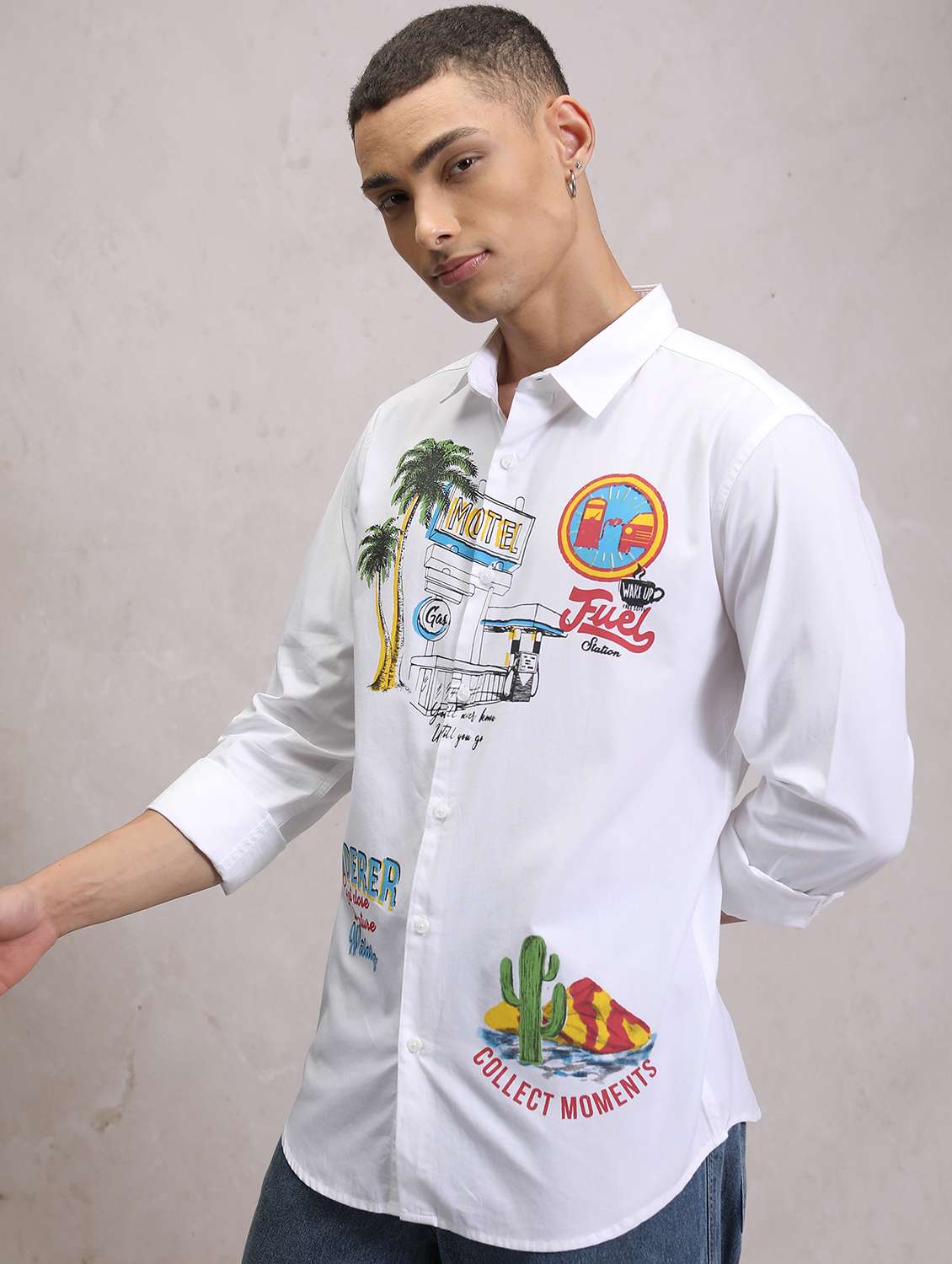 men collared graphic printed casual shirt - 21486713 -  Standard Image - 2