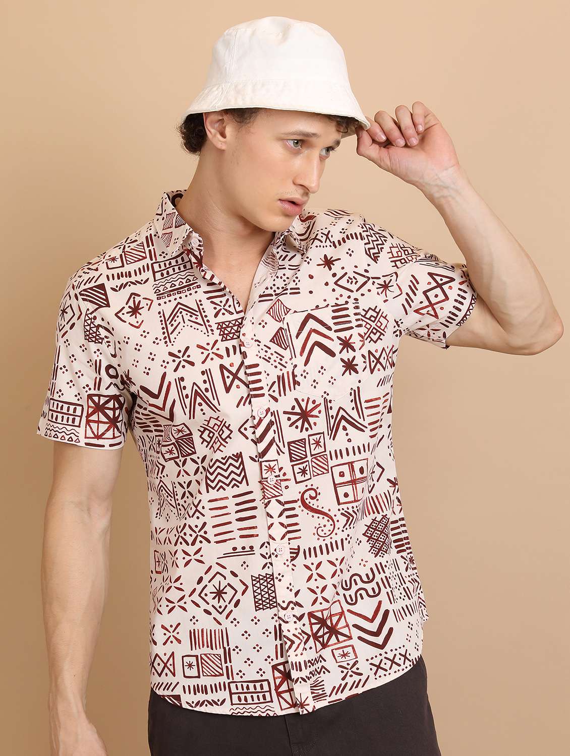 men collared printed casual shirt - 21486716 -  Standard Image - 2