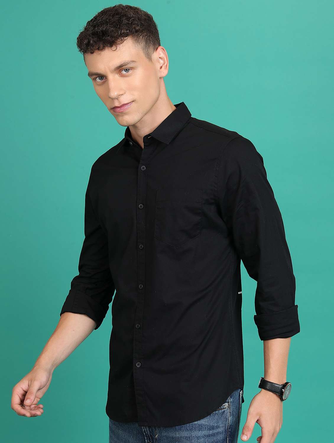 men black typography casual shirt - 21486724 -  Standard Image - 2