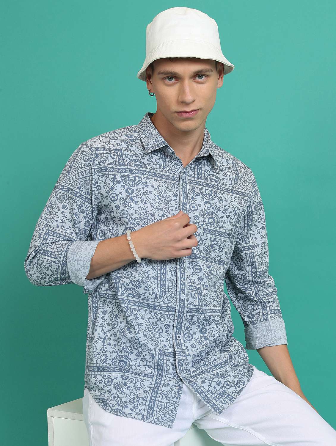 men collared graphic printed casual shirt - 21486734 -  Standard Image - 2