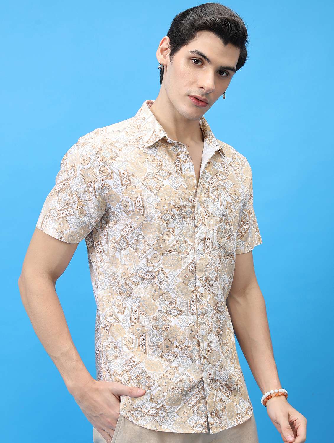 men collared printed casual shirt - 21486742 -  Standard Image - 2