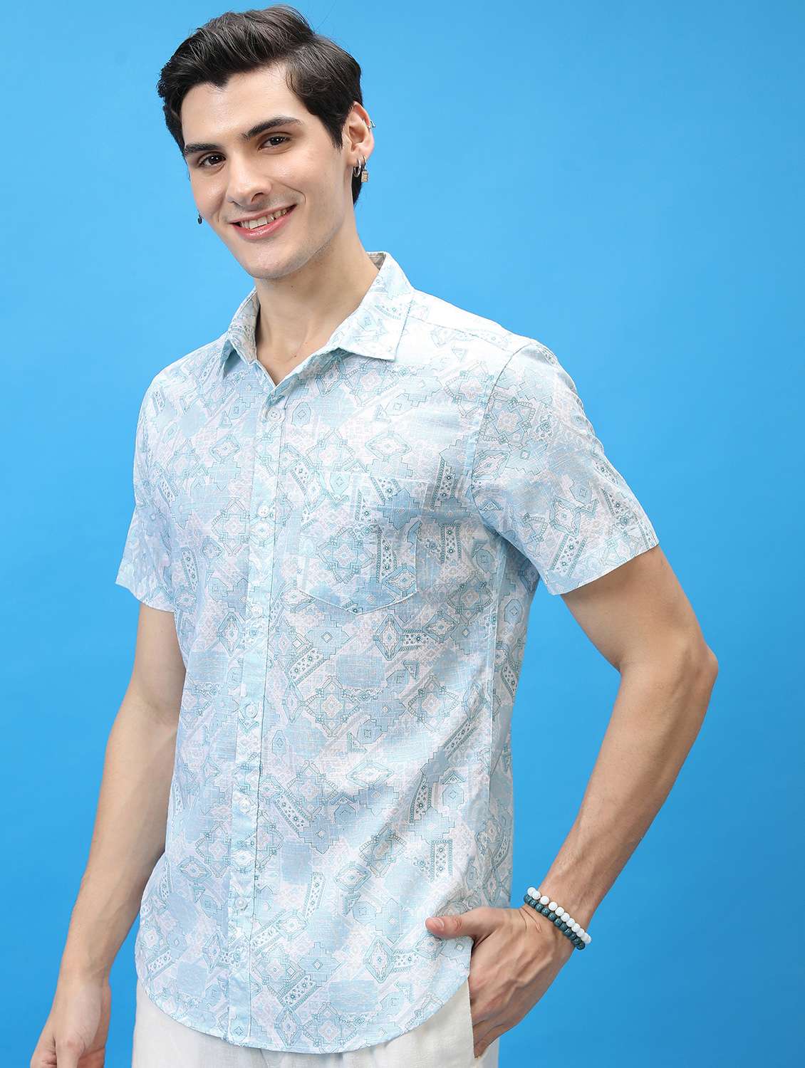men collared printed casual shirt - 21486743 - Standard Image - 2