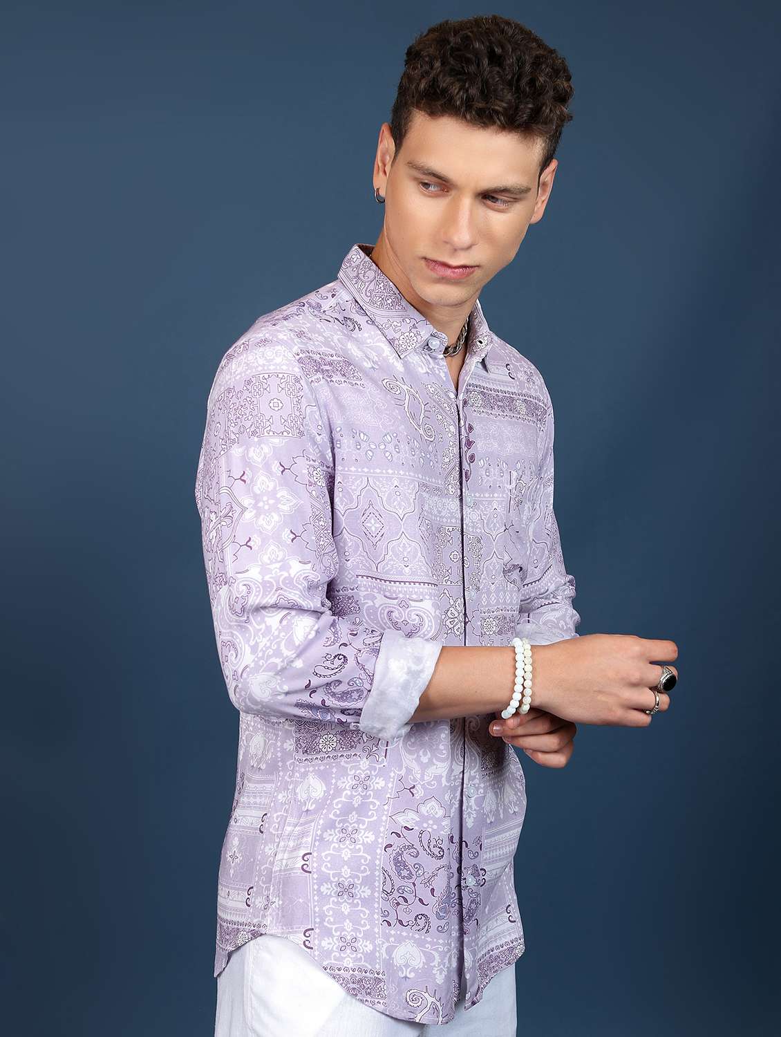 men collared printed casual shirt - 21486744 - Standard Image - 2
