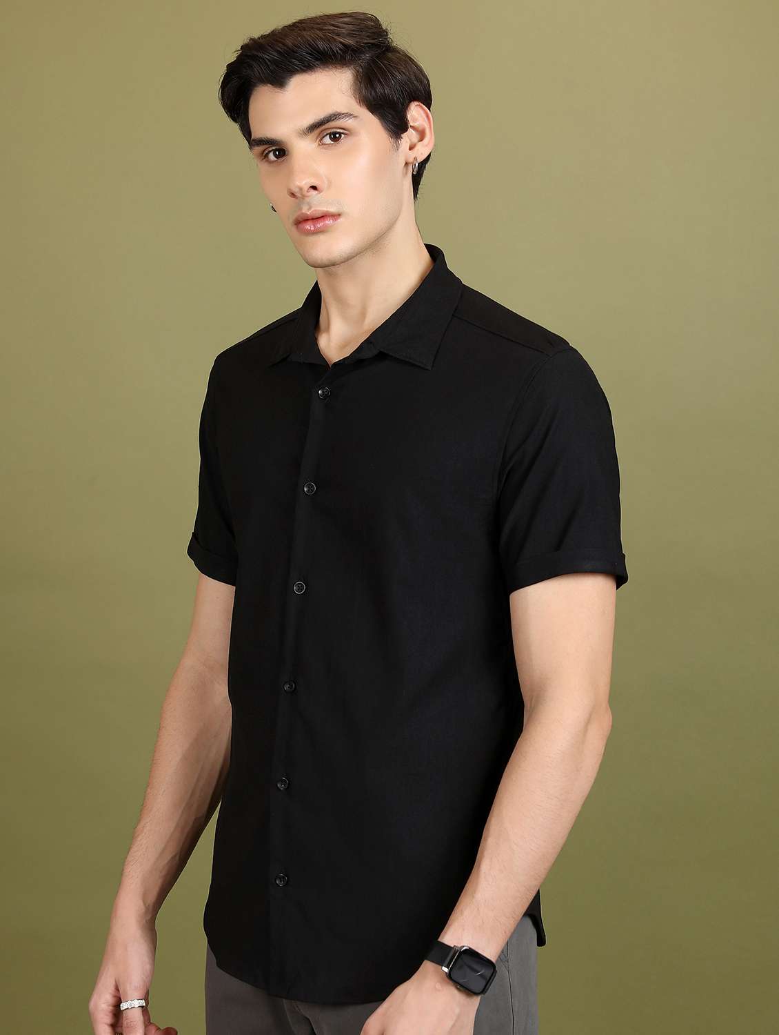 men solid checks casual shirt - 21486751 - Standard Image - 2