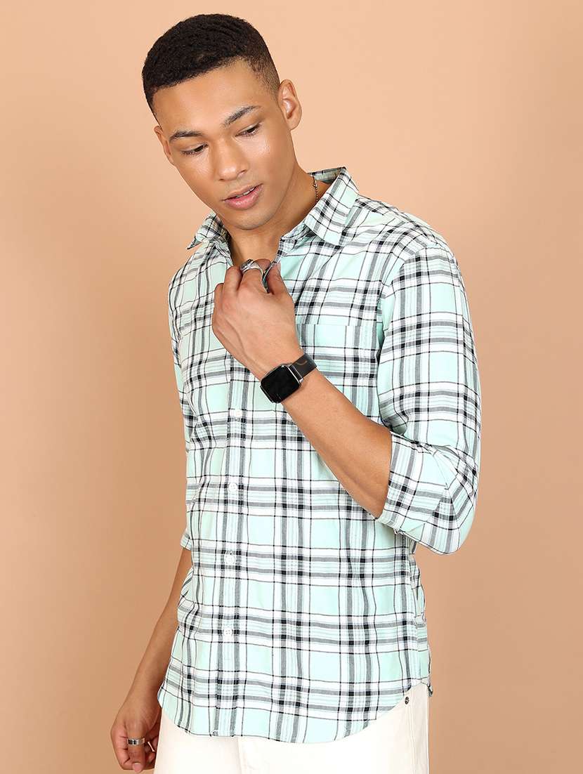 men collared checks casual shirt - 21486754 -  Standard Image - 2