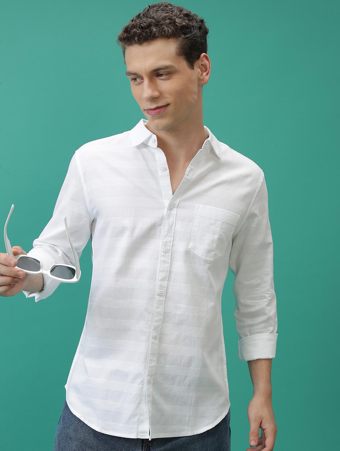 men solid checks casual shirt