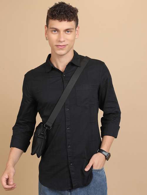 men solid checks casual shirt - 21486759 - Standard Image - 0
