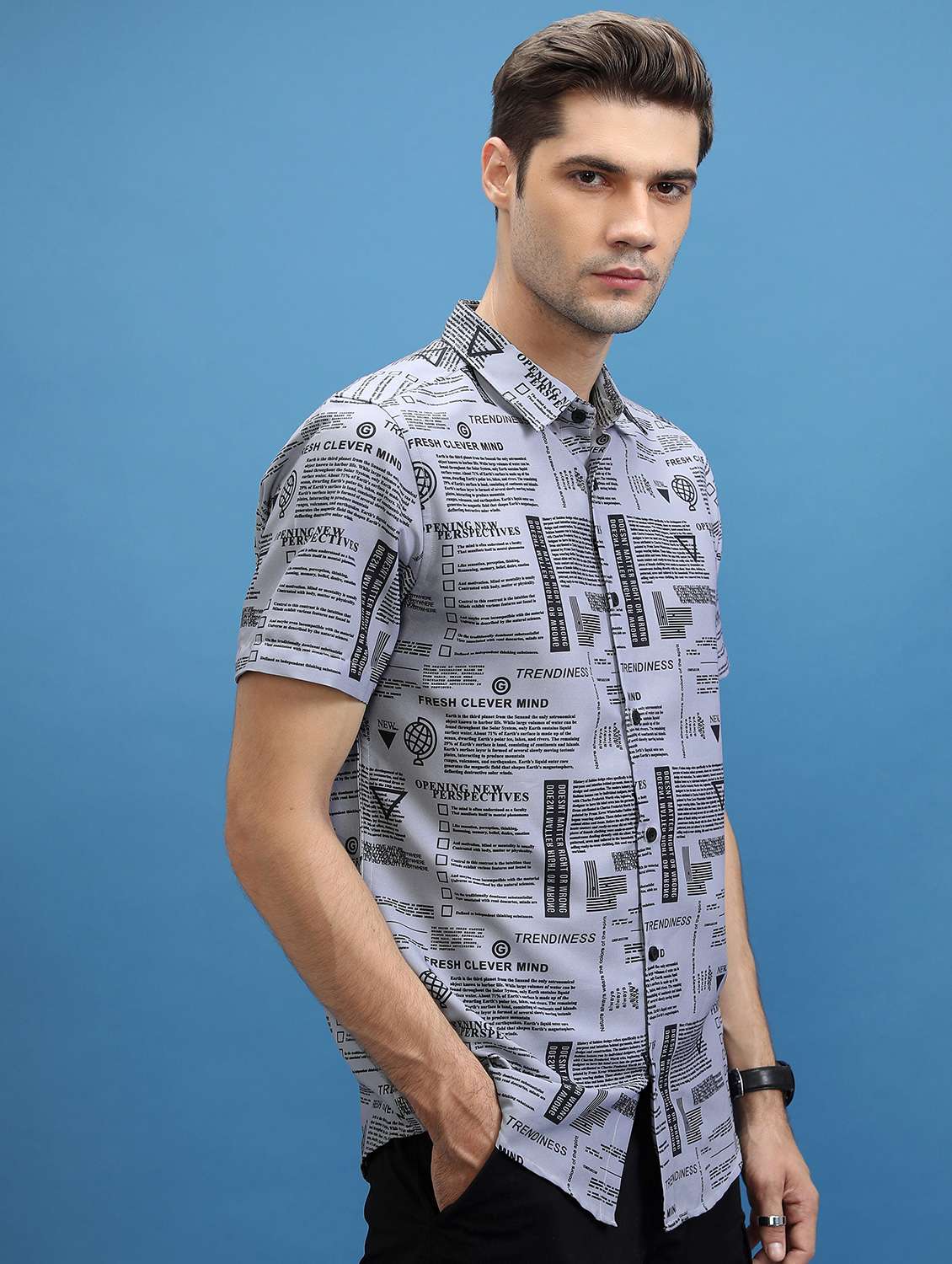 men collared printed casual shirt - 21486762 -  Standard Image - 2