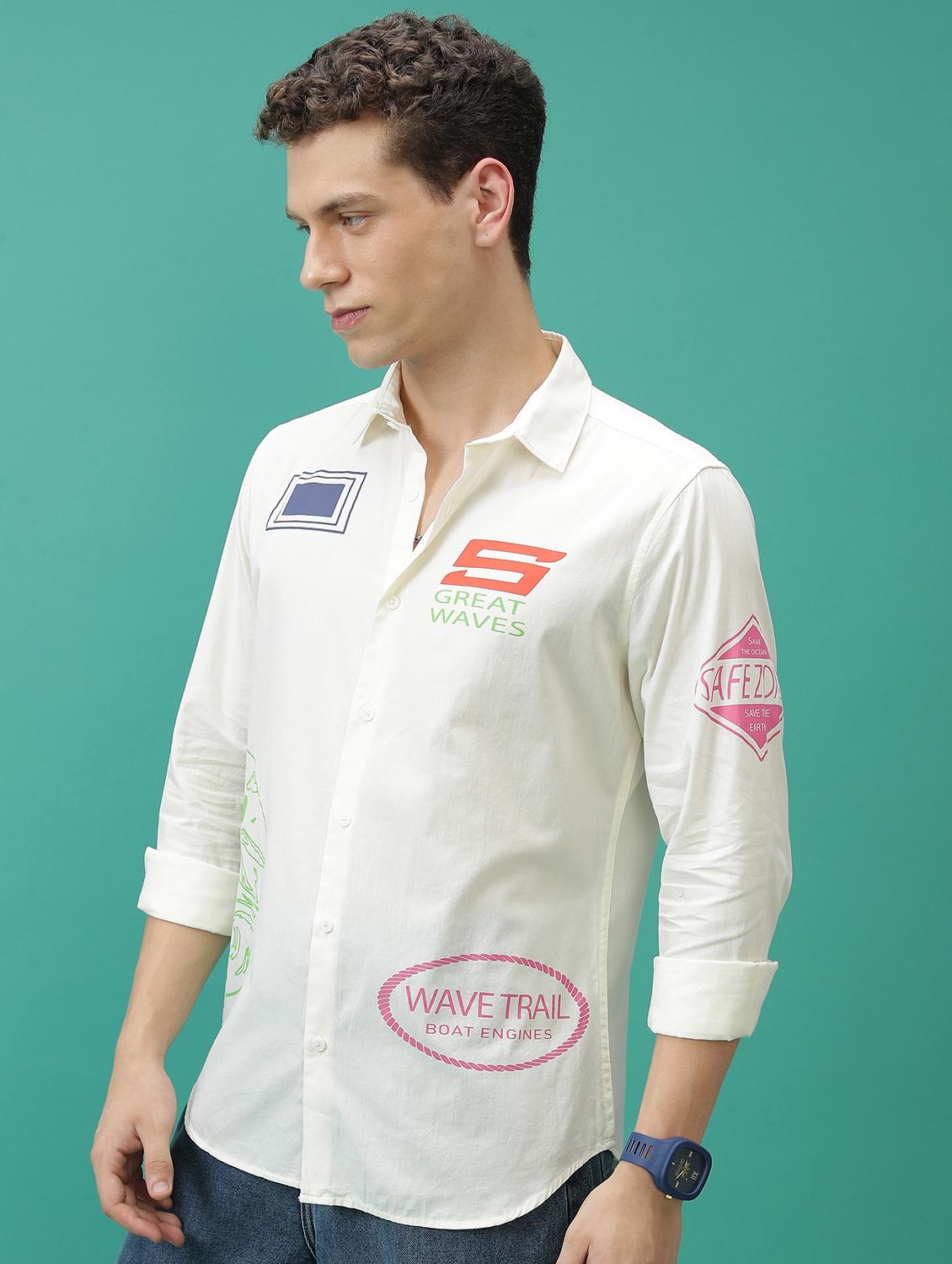 men collared printed casual shirt - 21486769 - Standard Image - 2