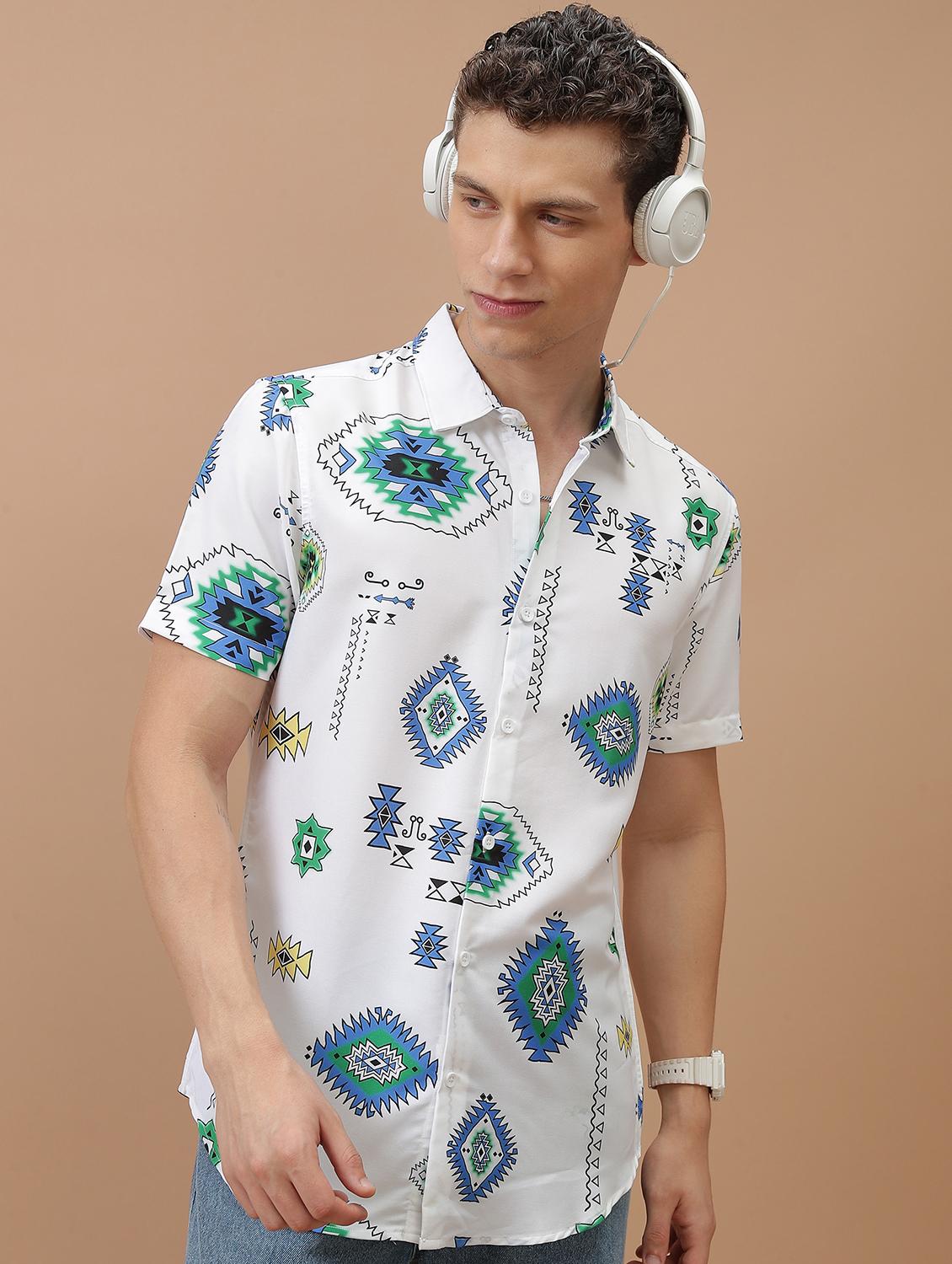 men collared printed casual shirt - 21486776 - Standard Image - 2