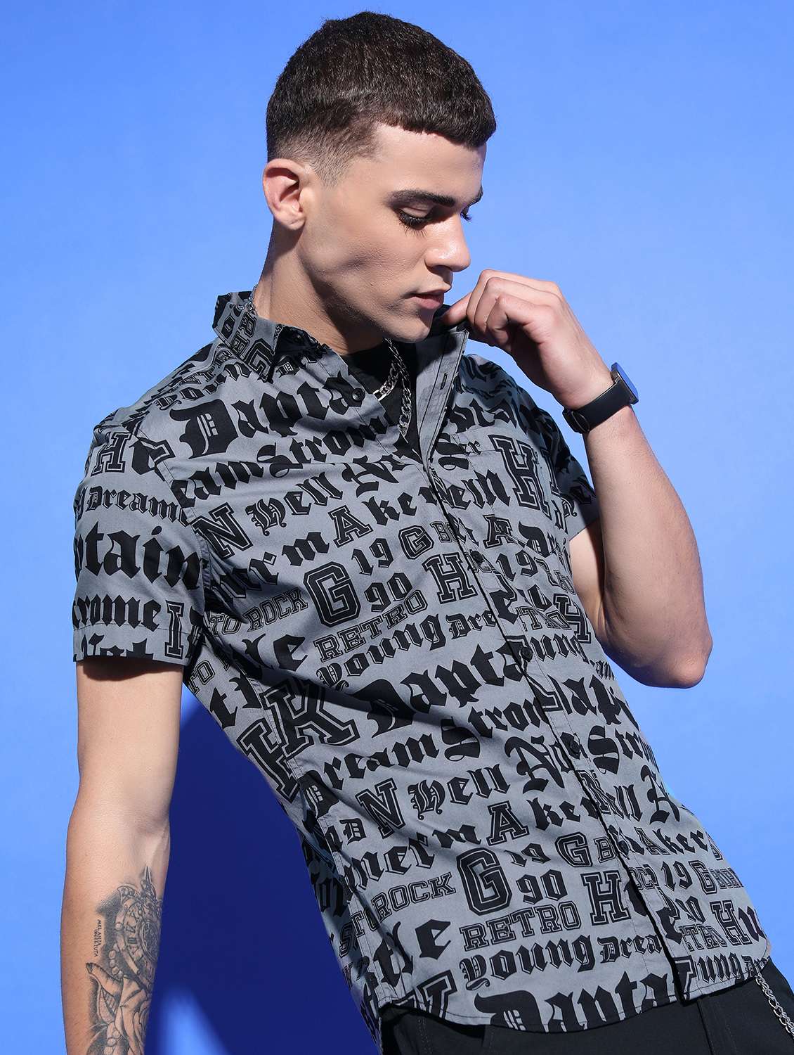 men collared printed casual shirt - 21486780 -  Standard Image - 2