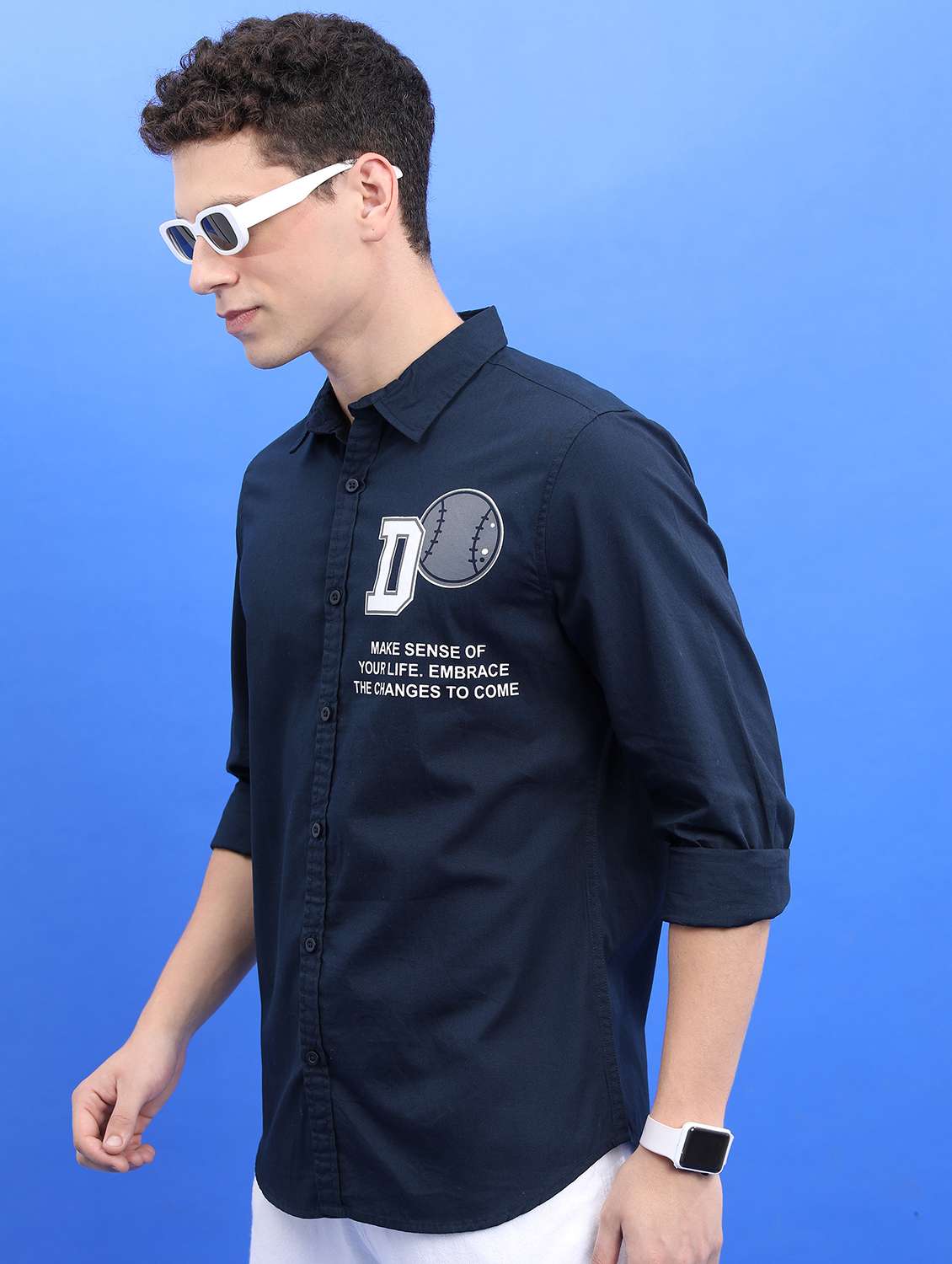 men collared typographic printed casual shirt - 21486783 -  Standard Image - 2