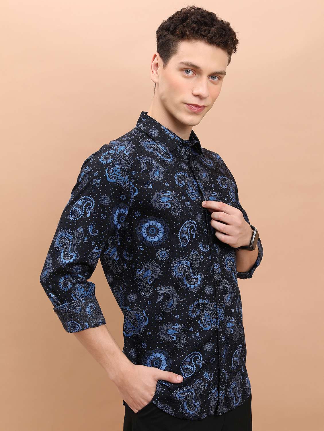 men collared printed casual shirt - 21486785 - Standard Image - 2