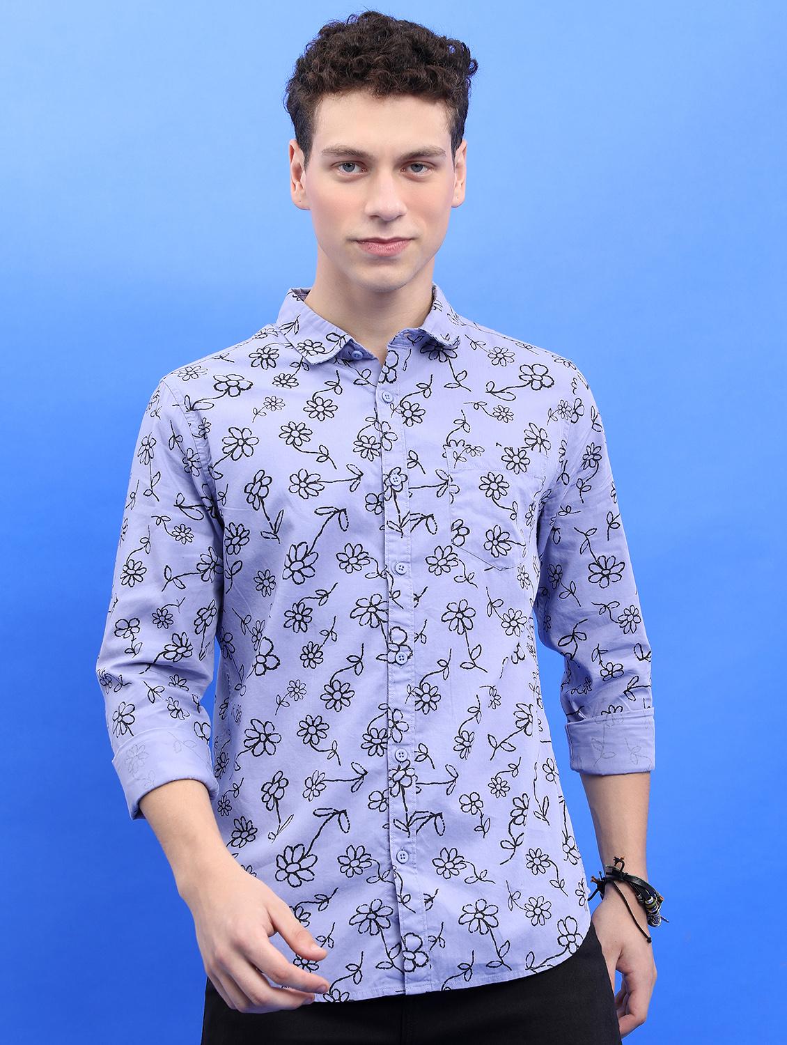 men collared printed casual shirt