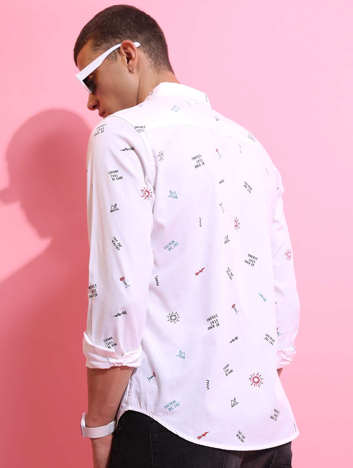 men collared printed casual shirt - 21486804 - Standard Image - 2