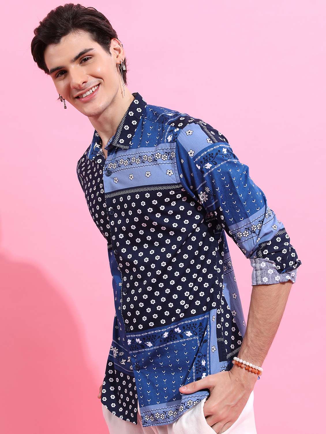 men collared printed casual shirt - 21486806 - Standard Image - 2