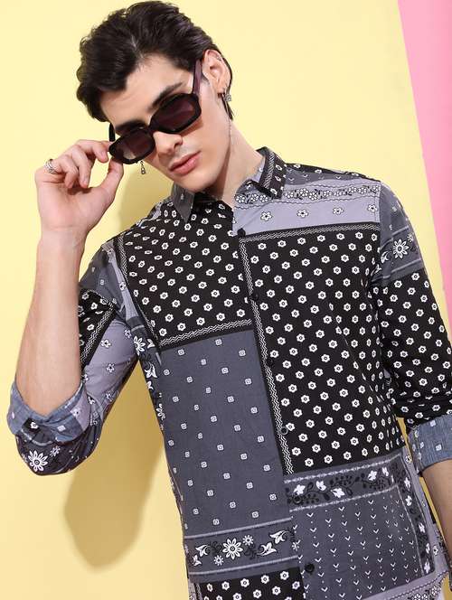 men collared printed casual shirt - 21486807 -  Standard Image - 0