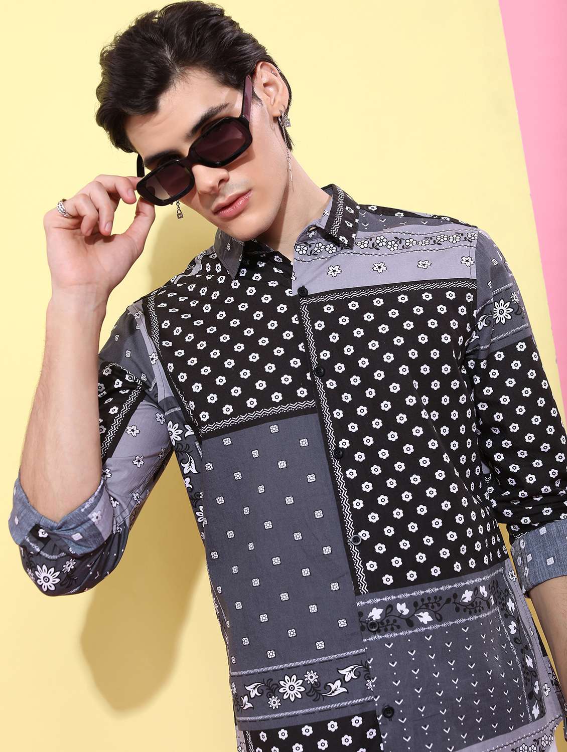 men collared printed casual shirt