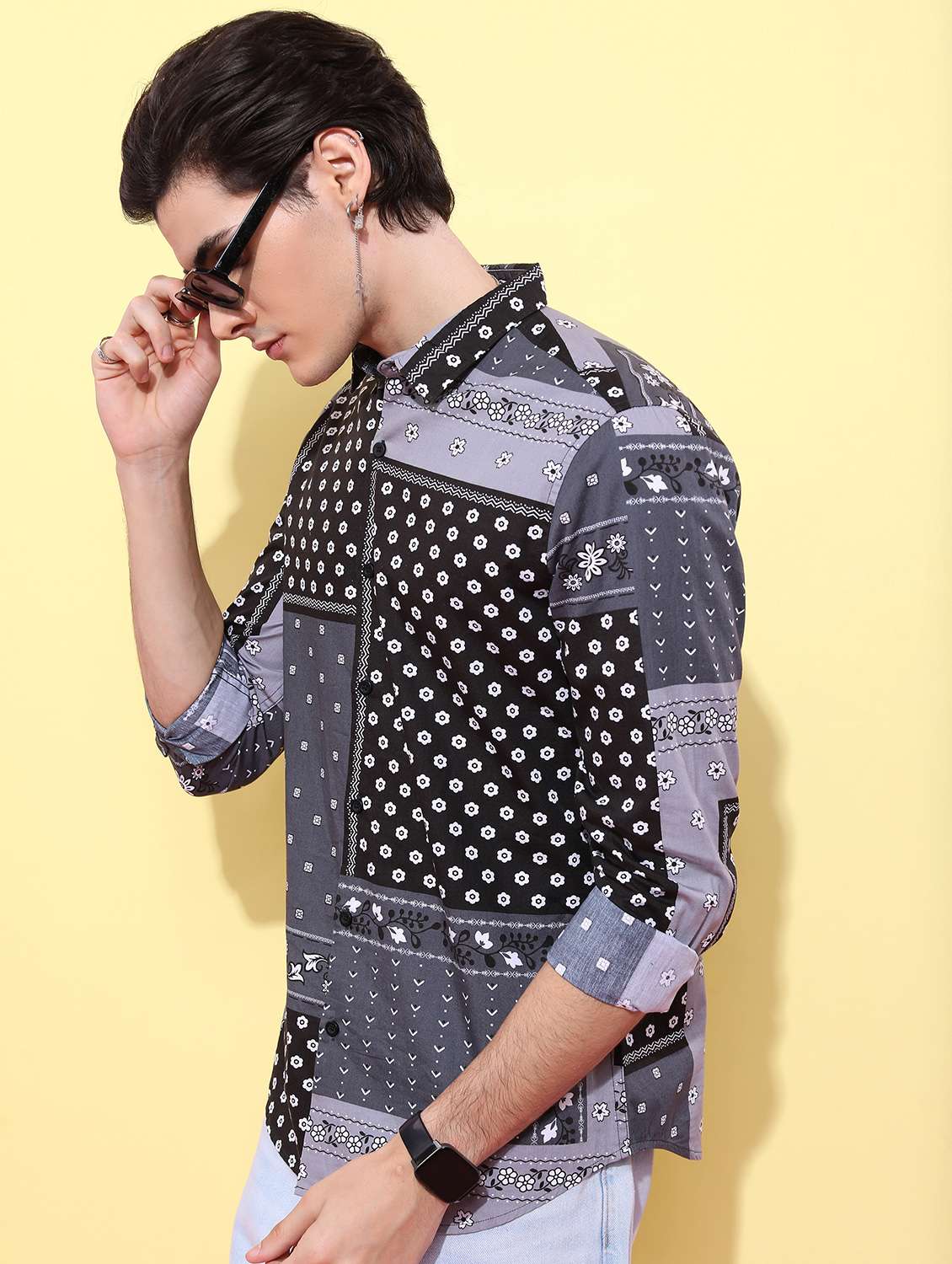 men collared printed casual shirt - 21486807 -  Standard Image - 2