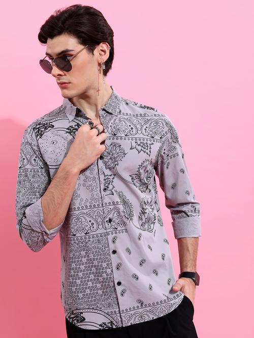 men collared printed casual shirt - 21486809 - Standard Image - 0