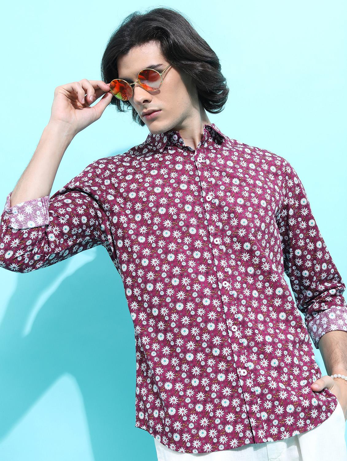 men collared printed casual shirt
