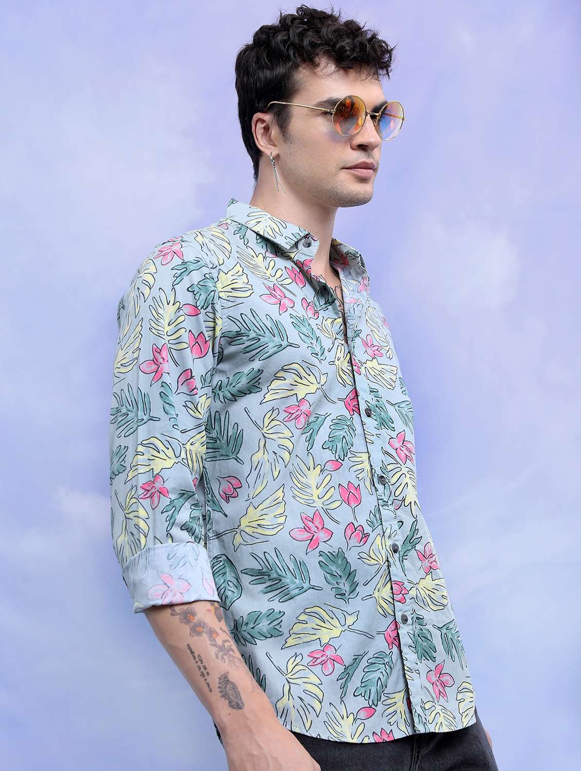 men collared printed casual shirt - 21486817 -  Standard Image - 2