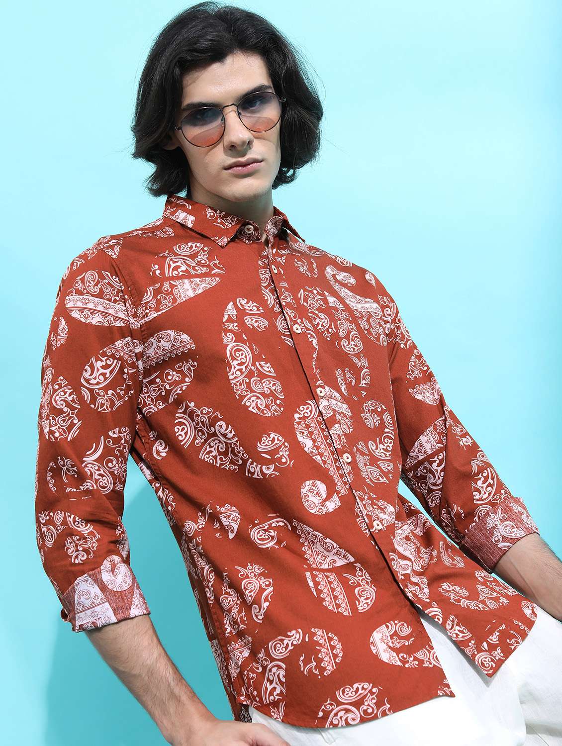 men collared printed casual shirt - 21486818 -  Standard Image - 2