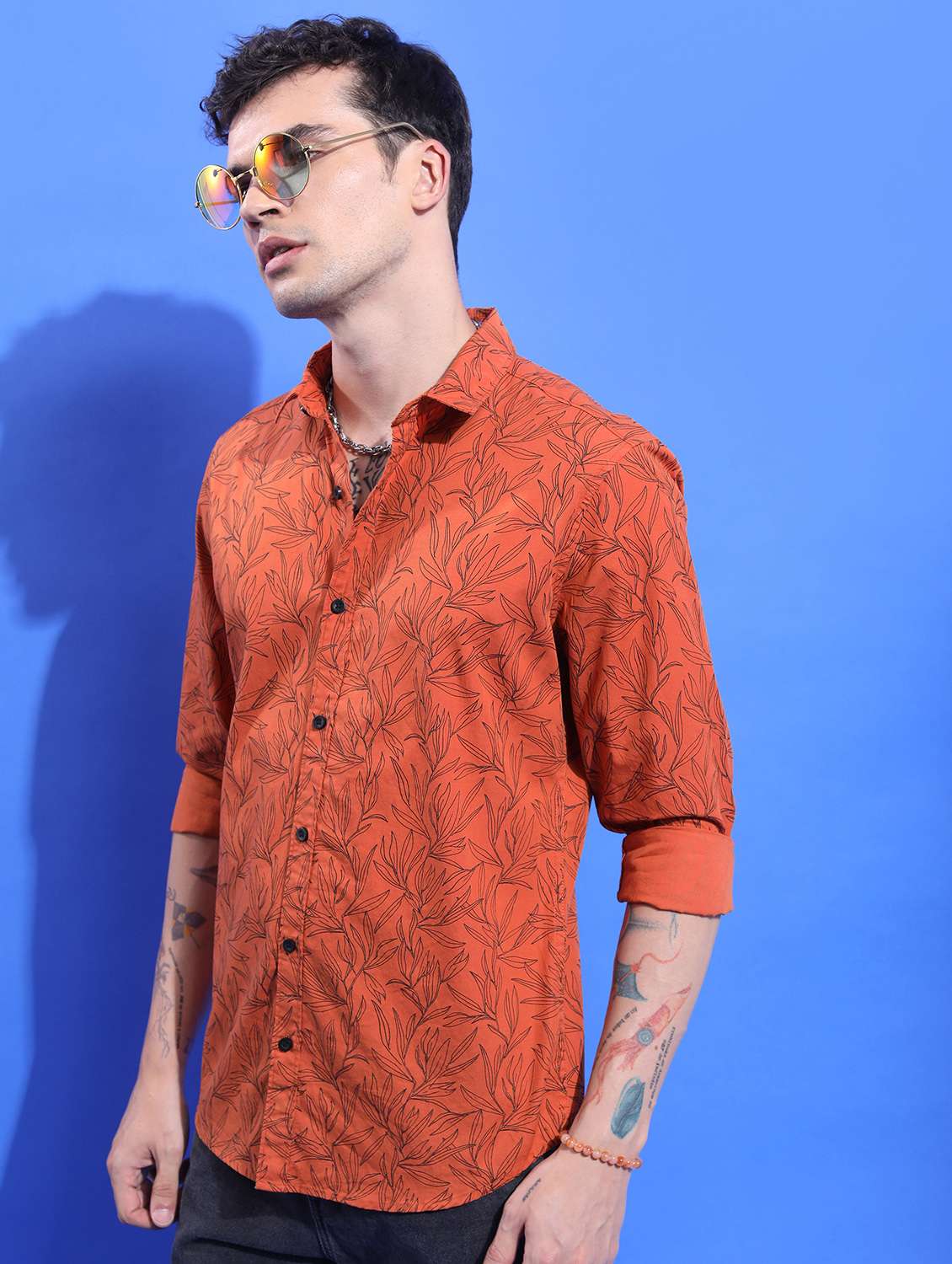 men collared printed casual shirt - 21486837 -  Standard Image - 2