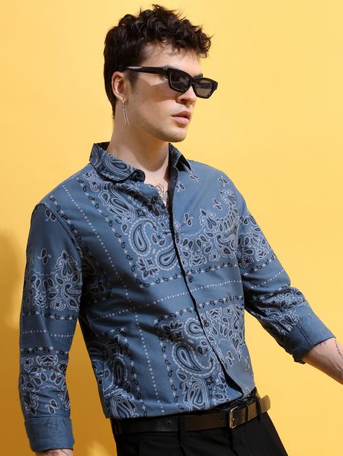 men collared printed casual shirt - 21486838 - Standard Image - 0