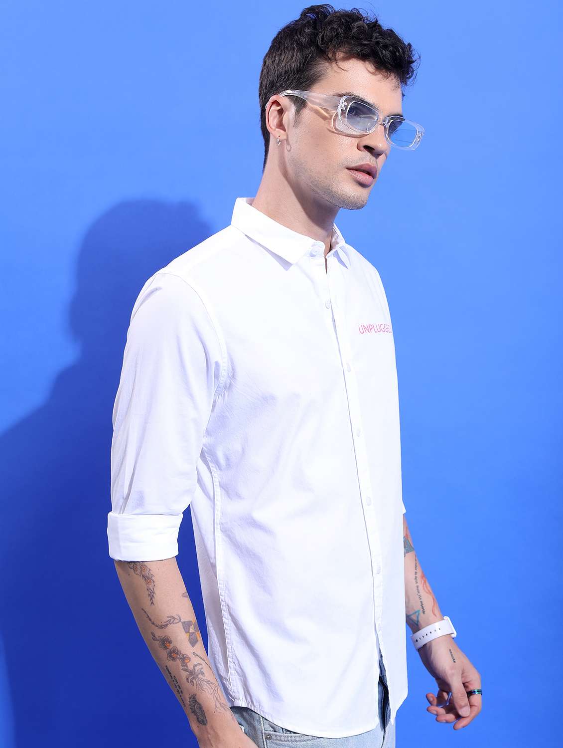 men collared typographic printed casual shirt - 21486846 -  Standard Image - 2